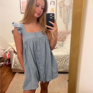 Blue mini dress with ruffles